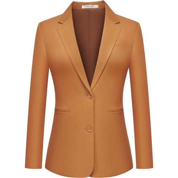 Women's Casual Blazer 2 Buttons Notch Lapel Open Front Long Sleeve Blazers